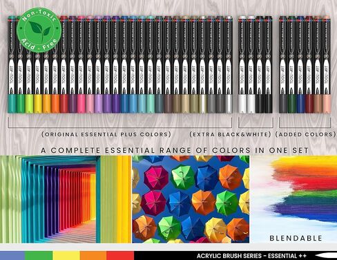 24 Flexible Brush Tip Acrylic Paint Pens Markers Set 1-7mm Line for Rock Painting, Brush Lettering, Glass, Mugs, Wood, Metal, Canvas, Fabric, Plastic Non Toxic Waterbased Quick Drying Assorted Pastel in Saudi Arabia