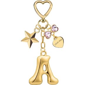 Suweibuke Cute Gold Initial Letter Keychain with Shining Pink Rhinestones, Charms for Key Handbag Backpack, Women Girls Gifts in Kuwait