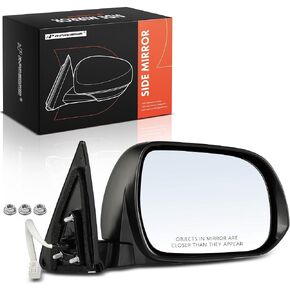 مرآة باب كهربائية جانبية للركاب من A-Premium - متوافقة مع Toyota Highlander 2008 2009 2010 2011 2012 2013 - مرآة رؤية خلفية خارجية قابلة للطي يدويًا مع ضوء بركة (أسود) in Kuwait