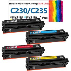لخرطوشة حبر Xerox C235 C230 (مع رقاقة)، ​​بديلة 006R04383 006R04384 006R04385 006R04386 متوافقة مع خرطوشة حبر ملونة متعددة الوظائف C235DN/C230DNI عالية الإنتاجية (4 عبوات) in Saudi Arabia