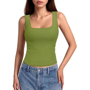 YUCOLEN Womens Square Neck Tank Tops Double Lined Sleeveless Basic Camisole Tops for Women 2025 in Kuwait