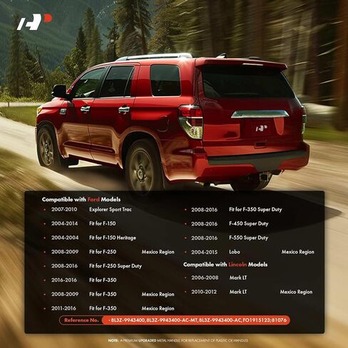 مقبض مزلاج معدني مطور من A-Premium مع فتحة كاميرا وفتحة مفتاح متوافق مع Ford F-150 2008-2014، F-350 2011-2012، F250 F350 F450 F550 Super Duty، Lobo، أسود مزخرف in Saudi Arabia