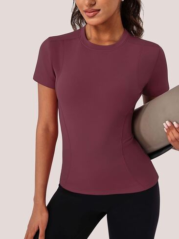 قميص TAISIM نسائي للتمرين ذو قصة ضيقة ورقبة دائرية in Kuwait