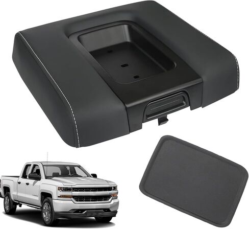 Front Seat Center Console Armrest Lid Cover with Liner Mat Black Compatible with 2014-2018 Chevy(Chevrolet) Silverado/GMC Sierra 1500 2500HD 3500HD Replace 22881398 22876379 in Saudi Arabia