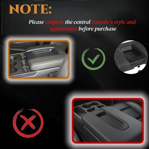 Front Seat Center Console Armrest Lid Cover with Liner Mat Black Compatible with 2014-2018 Chevy(Chevrolet) Silverado/GMC Sierra 1500 2500HD 3500HD Replace 22881398 22876379 in Saudi Arabia