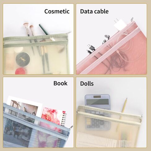 10 Pack Colored Mesh Zipper Pouch Bags, Double-Layer Nylon Building Block Sets Toy Storage & Organization, Breathable See Through A5 Zipper Pouch with Handle for Activity School Office Games in Kuwait