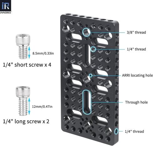 INNOREL CP10 Multi-Functional Cheese Plate with 1/4" & 3/8" Threads, Switching Mounting Plate with Built-in ARRI Locating Holes for Camera and Tripod in Kuwait