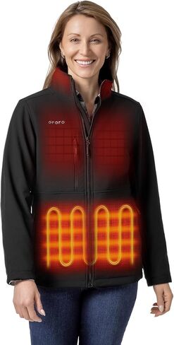 ORORO Women's 5 Heat Zones Softshell Heated Jacket, Fleece Lined Heated Jacket with USB-C Rechargeable Battery in Saudi Arabia