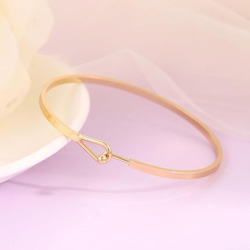 18K Gold Plated Bracelet for Women, Dainty Cuff Bracelets Hook Bangle Bracelet Handmade Jewelry for Womens Birthday Gifts for Her in Kuwait