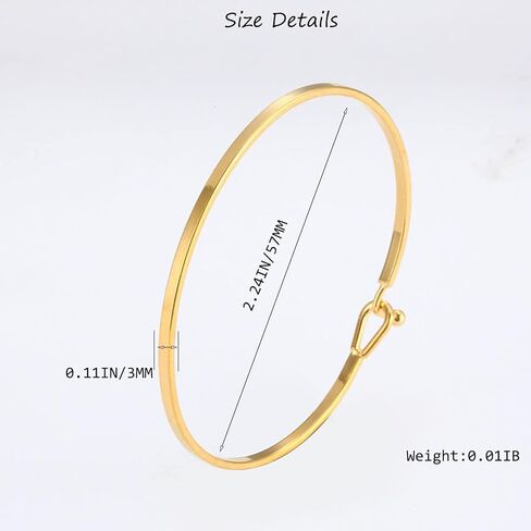 18K Gold Plated Bracelet for Women, Dainty Cuff Bracelets Hook Bangle Bracelet Handmade Jewelry for Womens Birthday Gifts for Her in Kuwait