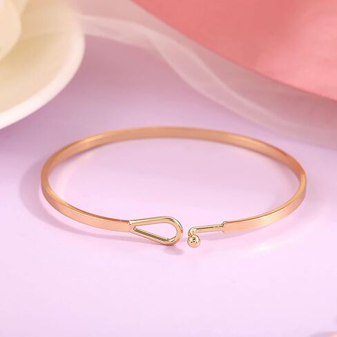18K Gold Plated Bracelet for Women, Dainty Cuff Bracelets Hook Bangle Bracelet Handmade Jewelry for Womens Birthday Gifts for Her in Kuwait
