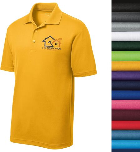 Custom Embroider Athletic Polo Men Shirt, Design Your Golf Polyester Polo Shirt, Moisture-Wicking Breathable, 3-Button in Saudi Arabia