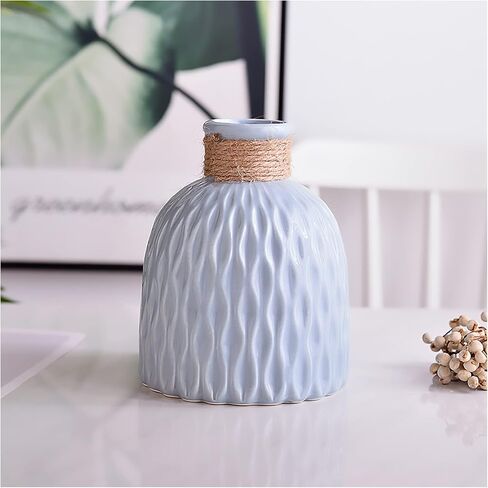 Ceramic Vase-Flower Vase Dried Flower Vase for Modern Home Decor, Fit for Foyer Living Room Fireplace Bedroom Kitchen,Decent Gift, 6.0" H (White) in Saudi Arabia