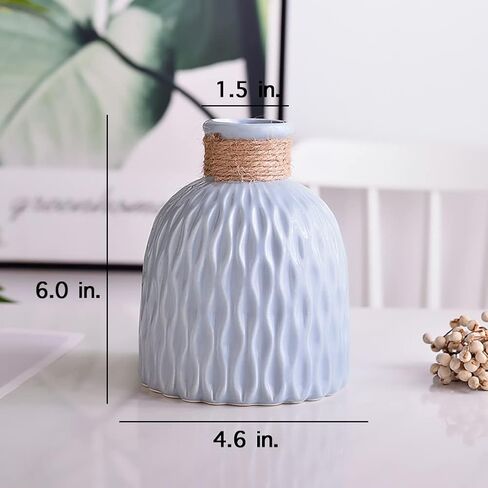Ceramic Vase-Flower Vase Dried Flower Vase for Modern Home Decor, Fit for Foyer Living Room Fireplace Bedroom Kitchen,Decent Gift, 6.0" H (White) in Saudi Arabia