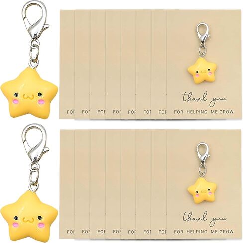 سلسلة مفاتيح على شكل نجمة كرتونية مع بطاقة - 8/16 قطعة من حليات حقيبة الراتنج، قلادة حبل، إكسسوار عصري للنساء والطلاب in Kuwait
