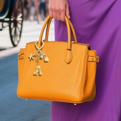 Suweibuke Cute Gold Initial Letter Keychain with Shining Pink Rhinestones, Charms for Key Handbag Backpack, Women Girls Gifts in Kuwait