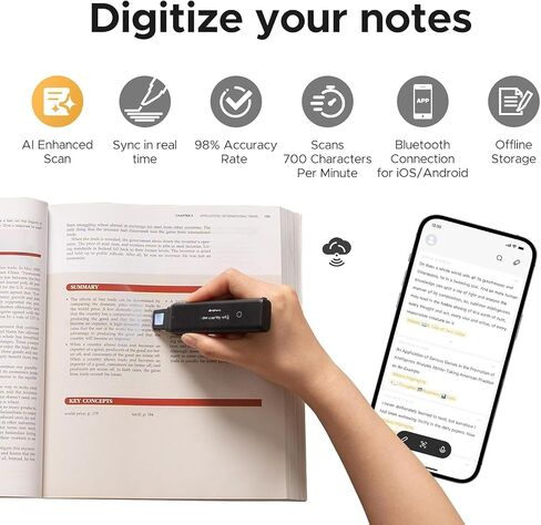 VYU iMark Pen Scanner Reading Pen Digital Highlighter Book Scan, Book Markers for Reading, OCR Scanner - for iOS/Android - Bluetooth in Saudi Arabia
