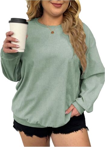 سويت شيرت SweatyRocks نسائي مقاس كبير بياقة دائرية وأكمام طويلة كاجوال in Saudi Arabia