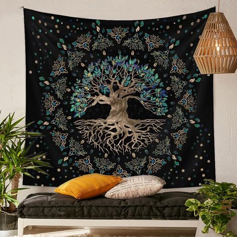 Boho Sun Tapestry Vintage Yellow Tapestry Retro Sunflowers Aesthetic Easy Installation HD Digital Print Wall Hanging for Bedroom Living Room Dorm Home Decor(Organe Sun, 50"x60") in Saudi Arabia