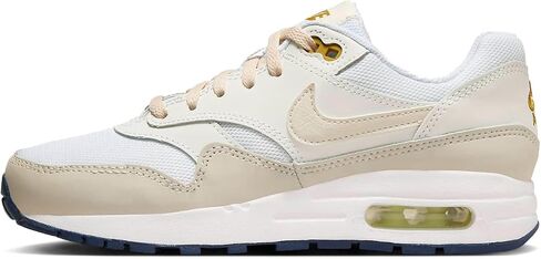 Nike Air Max 1 Big Kids' Shoes (DZ3307-103, White/Bronzine/Barely Volt/Light Orewood Brown) Size 6.5 in Saudi Arabia