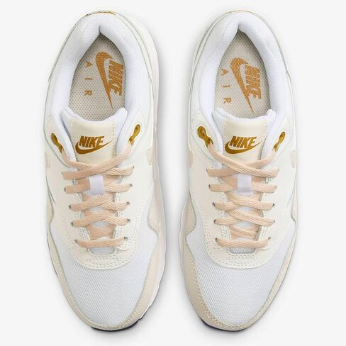 Nike Air Max 1 Big Kids' Shoes (DZ3307-103, White/Bronzine/Barely Volt/Light Orewood Brown) Size 6.5 in Saudi Arabia