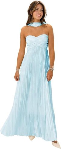 Chiffon Bridesmaid Dresses with Scarf Pleated Long Formal Evening Gowns Strapless A Line Maxi Prom Dress in Saudi Arabia