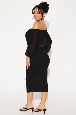 kaimimei Women Deep V Neck Bodycon Midi Dress Puff Long Sleeve Slit Party Cocktai Formal Dresses in Saudi Arabia