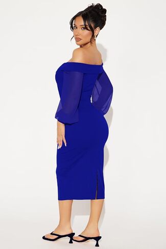 kaimimei Women Deep V Neck Bodycon Midi Dress Puff Long Sleeve Slit Party Cocktai Formal Dresses in Saudi Arabia