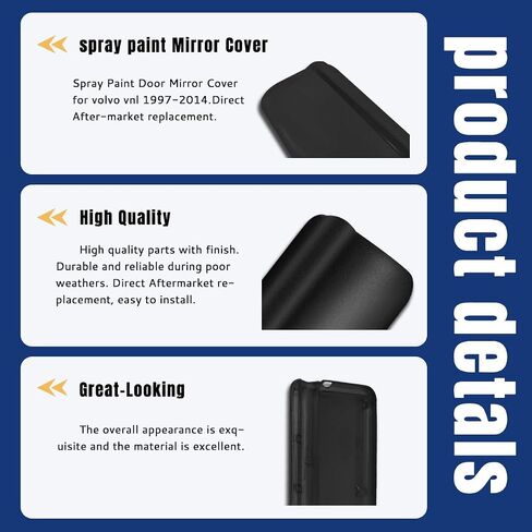 Black Door Mirror Cover Drive Left Side Compatible with Volvo VNL 1997-2014,Proector Mirror Covers in Saudi Arabia