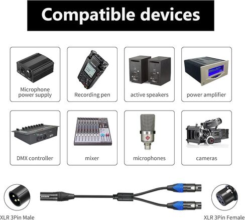1/4" to XLR Cable,Heavy Duty Nylon Braided,Gold Plated Plug,Balanced 1/4" TRS to XLR Female Patch Cable, Quarter Inch 6.35mm to 3pin XLR Female Microphone Cable, for Speaker,Mixer-10ft(3M) in Kuwait