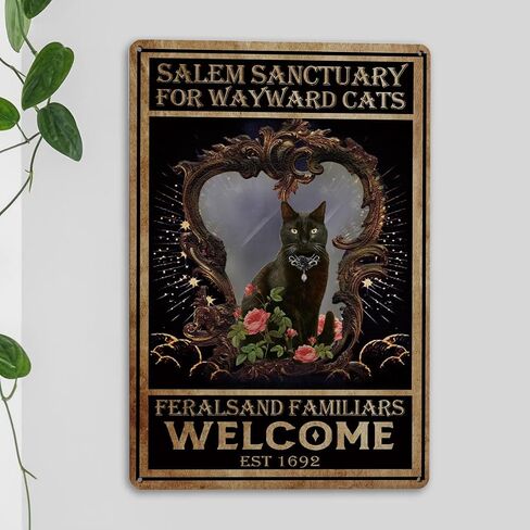 Cat Lover Gifts for Women Retro Witch Cat Wall Decor Gifts Black Cat Witchy Tarot Metal Tin Sign Vintage Witchcraft Wall Signs for Home Farm Living Room Bedroom Decor 7 x 10.5 Inch in Saudi Arabia