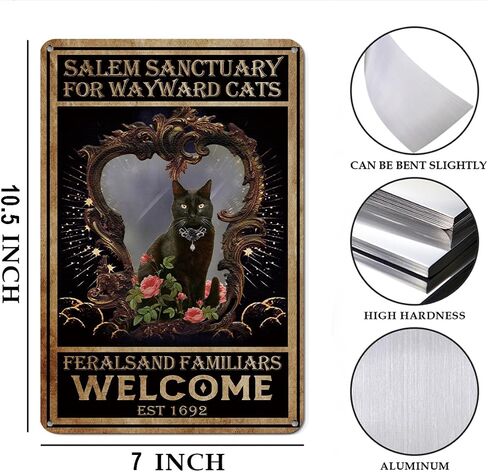 Cat Lover Gifts for Women Retro Witch Cat Wall Decor Gifts Black Cat Witchy Tarot Metal Tin Sign Vintage Witchcraft Wall Signs for Home Farm Living Room Bedroom Decor 7 x 10.5 Inch in Saudi Arabia