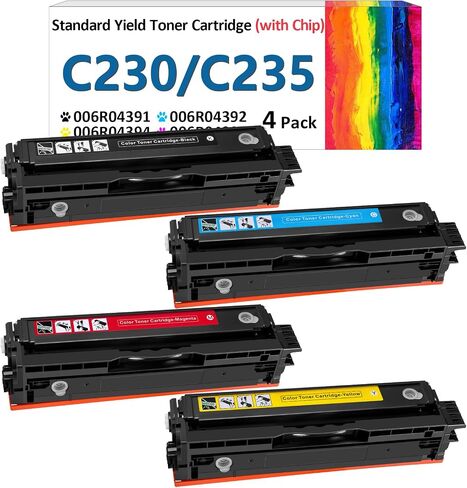 لخرطوشة حبر Xerox C235 C230 (مع رقاقة)، ​​بديلة 006R04383 006R04384 006R04385 006R04386 متوافقة مع خرطوشة حبر ملونة متعددة الوظائف C235DN/C230DNI عالية الإنتاجية (4 عبوات) in Saudi Arabia