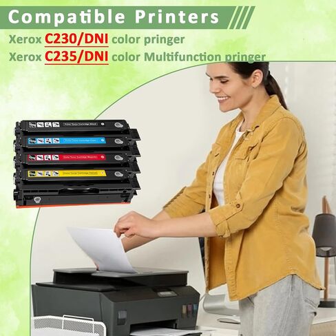 لخرطوشة حبر Xerox C235 C230 (مع رقاقة)، ​​بديلة 006R04383 006R04384 006R04385 006R04386 متوافقة مع خرطوشة حبر ملونة متعددة الوظائف C235DN/C230DNI عالية الإنتاجية (4 عبوات) in Saudi Arabia