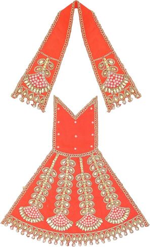 Decorative Laxmi Durga Devi MATA Dress poshak vastra Cloth lehanga Chunari for God Idol Statue for Home Temple Pooja Item Indian Traditional Festival Navratri Special Dress(Size:-7")(Red) in Saudi Arabia