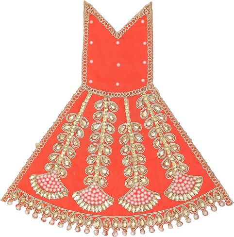 Decorative Laxmi Durga Devi MATA Dress poshak vastra Cloth lehanga Chunari for God Idol Statue for Home Temple Pooja Item Indian Traditional Festival Navratri Special Dress(Size:-7")(Red) in Saudi Arabia