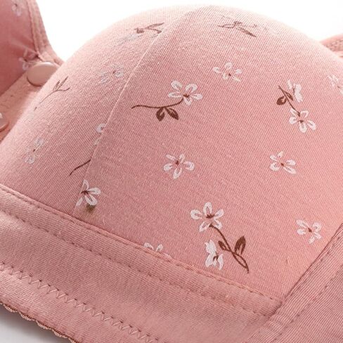 Women's Floral Print Bralette, Cotton Blend, Button Front Closure, Comfortable Wireless Support，Wide Strap Bras for Women in Saudi Arabia
