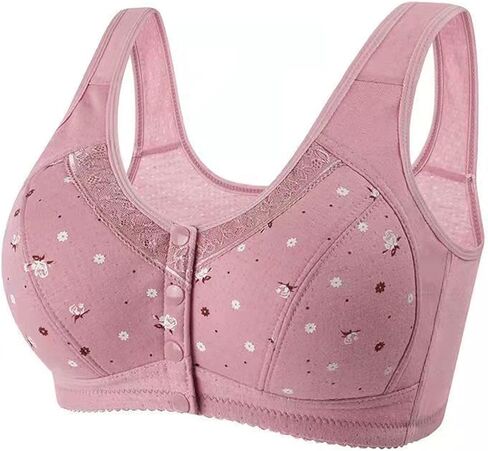 Daisy Lace Bra for Women Front Button Bras Front Closure Everyday Bra Cozy Wireless Full Coverage Bras in Saudi Arabia