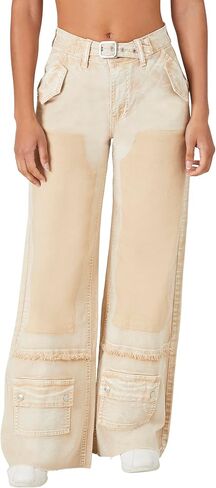Forever 21 Women's Acid Wash Belted Jeans in Saudi Arabia