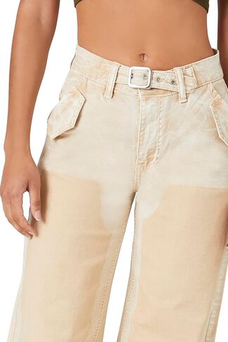 Forever 21 Women's Acid Wash Belted Jeans in Saudi Arabia