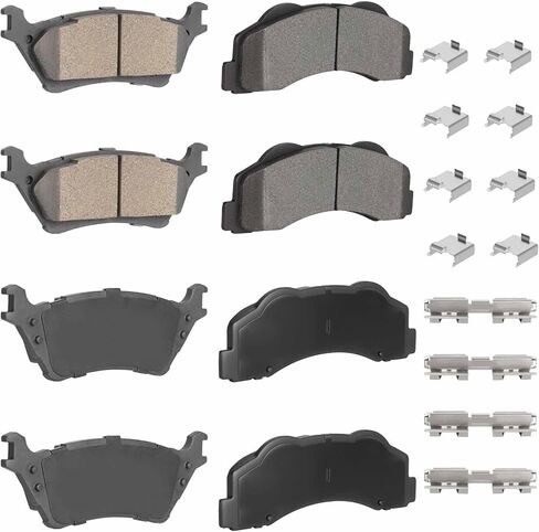 مجموعة مكابح قرصية أمامية وخلفية شبه معدنية لسيارة Ford F150 2 Door 4 Door 2012 2013 2014 2015 2016 2017 2018 2019 2020، 8 قطع (مع الأجهزة) in Kuwait