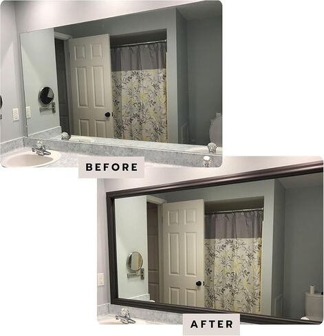 Frame My Mirror Add A Frame - طقم إطار مرآة بحجم مخصص من البرونز الفينيسي - مثالي للحمام - مقاوم للرطوبة - تصميم كارسون - المرآة غير متضمنة in Kuwait