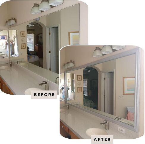 Frame My Mirror Add A Frame - طقم إطار مرآة بحجم مخصص من البرونز الفينيسي - مثالي للحمام - مقاوم للرطوبة - تصميم كارسون - المرآة غير متضمنة in Kuwait