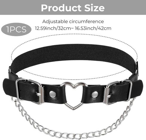 Black Leg Garters for Thigh, Gothic Heart Punk Style for Women, Adjustable Leather Thigh Garter Belt with Chains, Heart Elastic Thighs Garter for Party Prom in Saudi Arabia