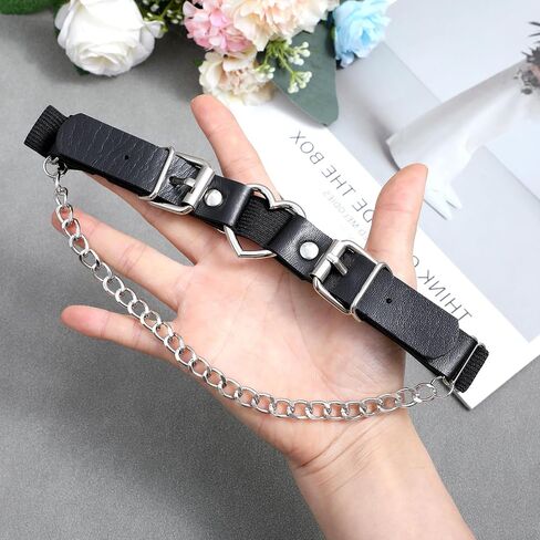 Black Leg Garters for Thigh, Gothic Heart Punk Style for Women, Adjustable Leather Thigh Garter Belt with Chains, Heart Elastic Thighs Garter for Party Prom in Saudi Arabia