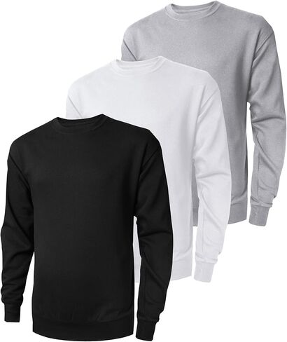 ZITY 3 حزمة الرجال Crewneck بلوزات خفيفة الوزن طويلة الأكمام عارضة السترة الرطوبة فتل بلوزات للرجال in Kuwait