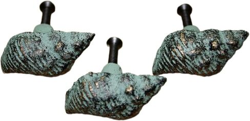 6 الحديد الزهر بحري البحر شل نمط درج سحب الحظيرة مقبض مقابض الأبواب الشاطئ IRP-151 اليدوية ديكور الحرفي ديكور فني للمنزل خمر in Saudi Arabia