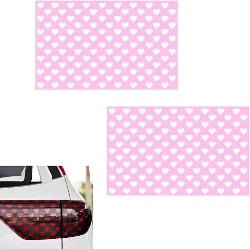 2 PCS Car Heart-Shaped Car Taillight Stickers, Creative Waterproof Rear Tail Light Tint Film, Self-Adhesive DIY Stickers, Funny Taillight Cover Trim, Universal for Most Cars (Pink) in Kuwait