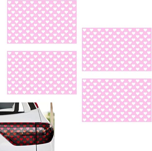 2 PCS Car Heart-Shaped Car Taillight Stickers, Creative Waterproof Rear Tail Light Tint Film, Self-Adhesive DIY Stickers, Funny Taillight Cover Trim, Universal for Most Cars (Pink) in Kuwait