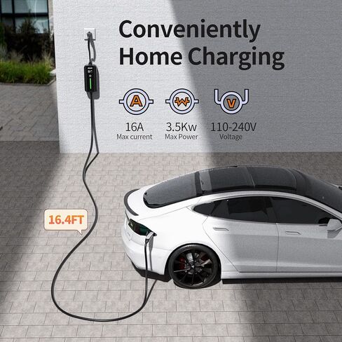 Alxum Level 2 Tesla Charger - 16A 240V Tesla Home Charger NEMA 6-20P with 16.4ft Electric car Charger for All Tesla Models Y/3/S/X Cybertruck Support One-Click Opening Function in Kuwait